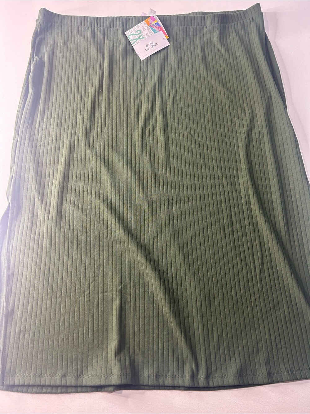 NWT LuLaRoe 2XL Olive Green Ribbed Pencil Skirt